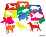 Στένσιλ 6 τεμαχίων με μοτίβα, με διάφορα κατοικίδια όπως γάτα και σκύλος, ιδανικά για παιδικές χειροτεχνίες.