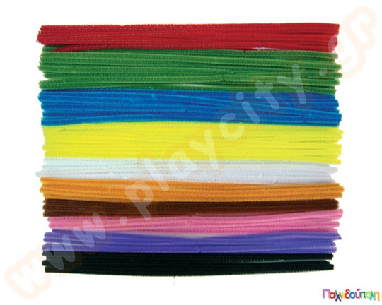 Σύρμα πίπας χρωματιστό σε 10 διάφορα χρώματα σε σετ 80 τεμαχίων, με μήκος 30 εκατοστά και διάμετρο 6 χιλιοστά.