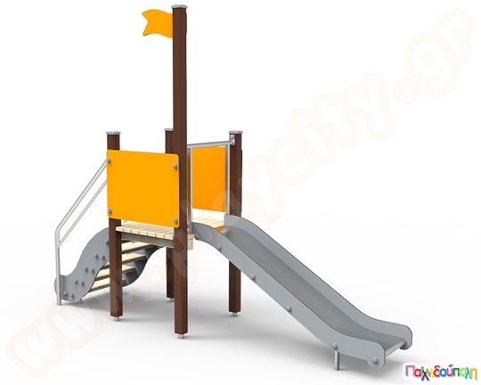 Κλασικό κέντρο παιδικής χαράς, διαθέτει σκάλα και τσουλήθρα σε φωτεινά χρώματα, πιστοποιημένη, ανθεκτική κατασκευή.
