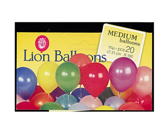 Μπαλόνια σε συσκευασία 20 τεμαχίων, με διαφορετικά χρώματα και διάμετρο μπαλονιού 31 εκατοστά.