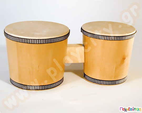 Παιδικό μουσικό όργανο μπόνγκο, που αποτελείτε από 2 τύμπανα ενωμένα με ξύλινο πλαίσιο και φυσική μεμβράνη.