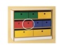 Συρτάρι ξύλινο 23x32x16 εκατοστά, σε 4 χρώματα, κόκκινο, κίτρινο, μπλε και πράσινο.