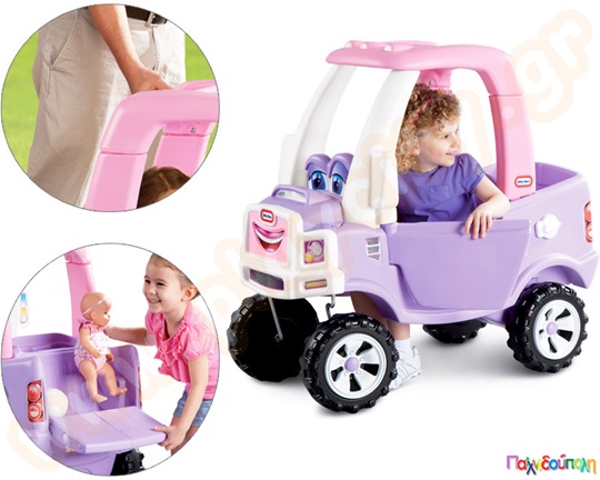 Πλαστικό αυτοκίνητο Ευχάριστο ροζ φορτηγό Princess της Little Tikes, με καρότσα και τρακτερωτές ρόδες.