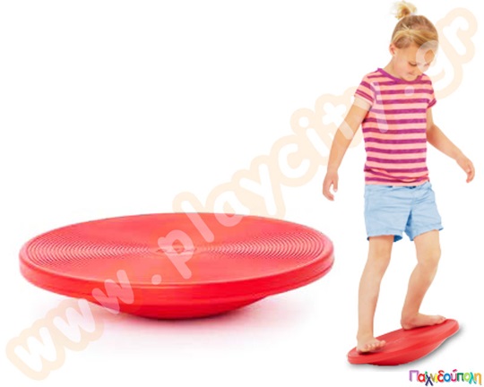 Κόκκινος πλαστικός δίσκος κατάλληλος για ασκήσεις ισορροπίας τόσο σε παιδιά όσο και σε ενήλικες.