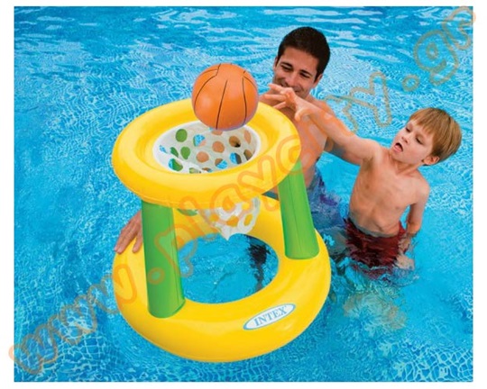 Σετ φουσκωτή μπασκέτα και μπάλα, για παιχνίδι στη πισίνα και τη θάλασσα, σε κίτρινο χρώμα.