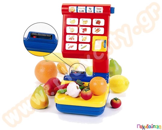 Παιδικό παιχνίδι ηλεκτρονική ζυγαριά και ταμειακή μηχανή, φτιαγμένη από ανθεκτικό πλαστικό με ωραία χρώματα.