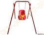 Πλαστική Κούνια με Μεταλλική βάση για μωρά σε κόκκινο χρώμα, μια πρακτική παιδική κούνια κατάλληλη για εξωτερικό χώρο.