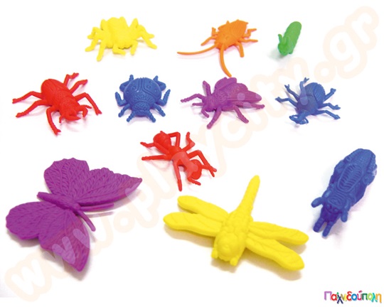 Εκπαιδευτικό παιχνίδι αρίθμησης με 72 πλαστικά χρωματιστά έντομα, κατάλληλα για μέτρηση και ταξινόμηση.