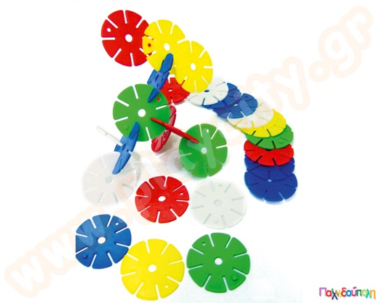 Παιχνίδι Κατασκευών Μαργαρίτες, σε σετ 160 τεμαχίων που σφηνώνουν μεταξύ τους, σε διαφορετικά χρώματα.