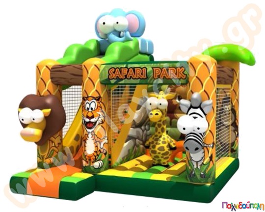 Μεγάλο Φουσκωτό Παιχνίδι Άγρια Ζώα με τσουλήθρα, για επαγγελματική χρήση.