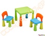Σετ κλασσικό παιδικό πλαστικό τραπέζι με 2 καρέκλες, με όμορφα φωτεινά χρώματα, με ύψος θέσης 25 εκατοστά.
