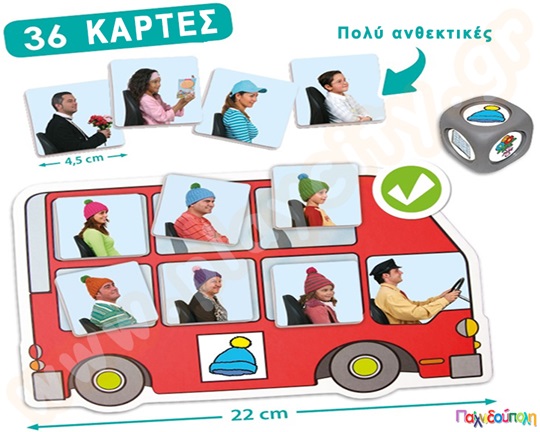 Εκπαιδευτικό παιχνίδι Βρες και τοποθέτησε τους επιβάτες στο λεωφορείο που ενισχύει τη μνήμη και την παρατηρητικότητα.