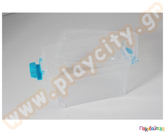 Διάφανο πλαστικό κουτί αποθήκευσης 17 εκατοστών με κούμπωμα  ασφαλείας, ιδανικό για νηπιαγωγεία.