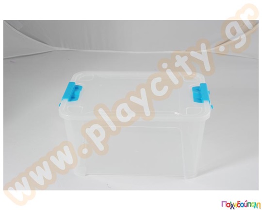 Διάφανο πλαστικό κουτί αποθήκευσης με κούμπωμα  ασφαλείας, ιδανικό για νηπιαγωγεία.