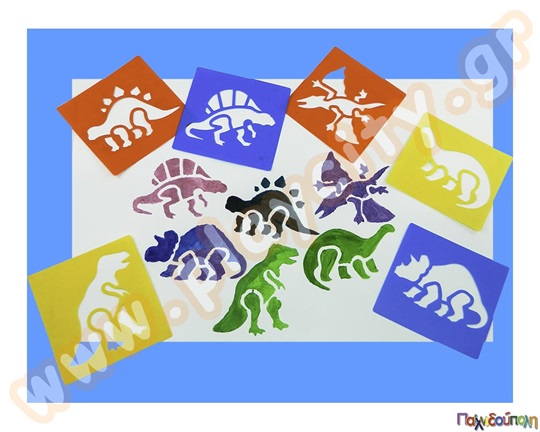 Στένσιλ  δεινοσαύρων 6 τεμάχια, ένα σετ με τα αγαπημένα προϊστορικά ζώα, ιδανικά για χειροτεχνίες.