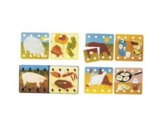 Εκπαιδευτικό επιτραπέζιο παιχνίδι που δείχνει πως παράγονται διάφορα τρόφιμα με την βοήθεια των ζώων.