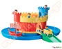 Παιδικό παιχνίδι, κάστρο με τάφρο, με ράμπα, κινητή γέφυρα, βάρκα, άλογο με κάρο και 5 φιγούρες.