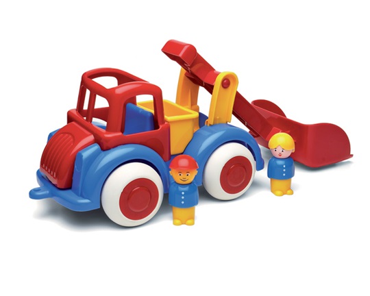 Παιδικό πλαστικό παιχνίδι, φορτωτής 25 εκατοστών, με 2 φιγούρες εργάτες, της Viking Toys.