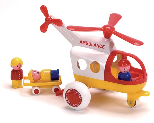 Παιδικό παιχνίδι, ελικόπτερο διάσωσης, 26 εκατοστών, με φορείο και 3 φιγούρες της Viking Toys.