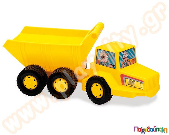 Παιδικό πλαστικό παιχνίδι, κίτρινο φορτηγό χωματουργικό, μήκους 47 εκατοστών, από την Dantoy.