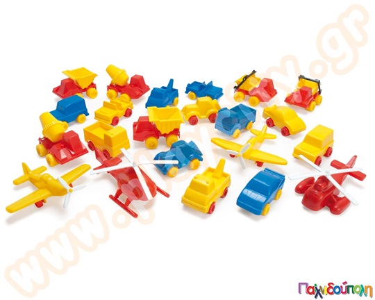 Παιδικό πλαστικό σετ 22 οχημάτων, σε διάφορα χρώματα και μεγέθη,  από την Dantoy.