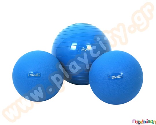 Μπάλα Ασκήσεων και Χαλάρωσης με διάμετρο 32 εκατοστά και βάρος 3 κιλά σε μπλε χρώμα.
