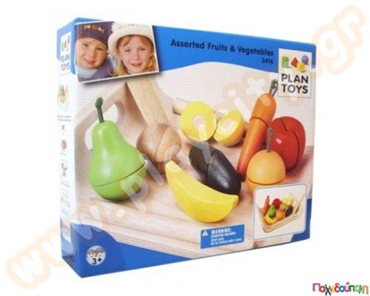 Ξύλινα Φρούτα - Λαχανικά σε δίσκο Plan Toys