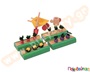 Παιδικό παιχνίδι, ξύλινο σετ για εξοπλισμό κουκλόσπιτου, φτυάρι, ποτιστήρι, καρότσι και 4 παρτέρια με λαχανικά.