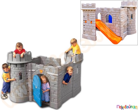 Πλαστικό παιδικό κάστρο, Πύργος με τσουλήθρα, της Little Tikes, με μυστική καταπακτή πίσω από το τζάκι!