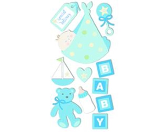 Σετ αυτοκόλλητα σε γαλάζιο χρώμα για μωρό αγοράκι, ιδανικά για την διακόσμηση χειροτεχνιών!