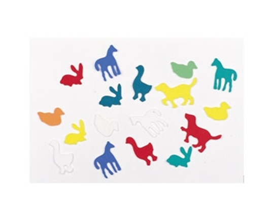 Αφρώδη σχήματα ζώων σε διάφορα χρώματα, σε συσκευασία 100 τεμαχίων, ιδανικά για χειροτεχνίες.