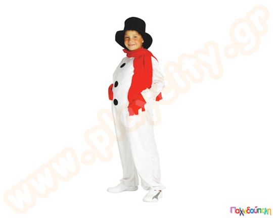 Παιδική εορταστική στολή ο χιονάνθρωπος, διαθέσιμη σε διάφορα νούμερα.