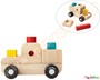 Ξύλινο φορτηγό, εκπαιδευτικού χαρακτήρα, με γεωμετρικά σχήματα σε διάφορα χρώματα, από την plan toys.