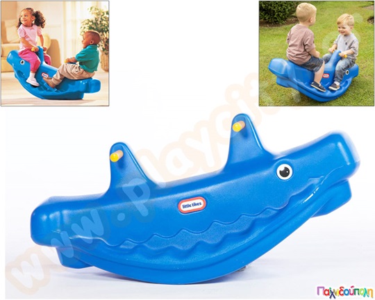 Τριθέσια πλαστική, παιδική Τραμπάλα, Κουνιστή Φάλαινα Μπλε της Little Tikes.