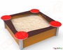 Ξύλινη αμμοδόχος, τετράγωνη με φωτεινά χρώματα, ιδανική και πιστοποιημένη για χρήση ακόμη και σε δημόσιες παδικές χαρές.