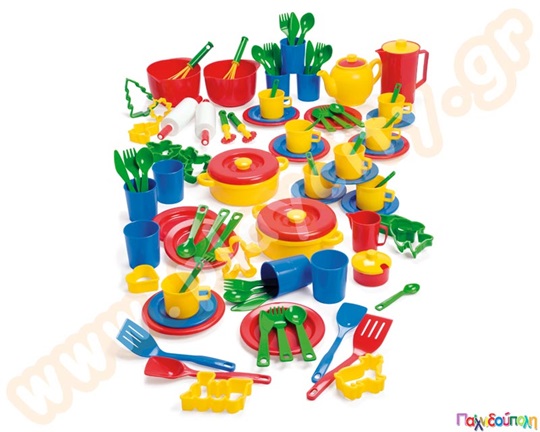Παιδικό παιχνίδι, μεγάλο σετ μαγειρικής 100 τεμαχίων, από την Dantoy, πολύχρωμα και ανθεκτικά.