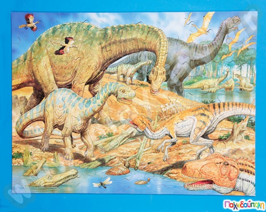 Ξύλινο παζλ μεταξοτυπίας με από την εποχή των δεινοσαύρων, με 60 κομμάτια, ιδανικό για παιδιά προσχολικής ηλικίας.