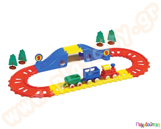 Παιδικό πλαστικό παιχνίδι, σετ σιδηροδρόμου με τρένο από την Viking.