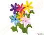 Αυτοκόλλητα λουλούδια από τσόχα σε σετ 6 τεμαχίων σε διάφορα φωτεινά χρώματα.
