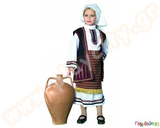 Παραδοσιακή - αποκριάτικη παιδική στολή για κορίτσια, η Σουλιώτισσα, διαθέσιμη σε διάφορα μεγέθη.