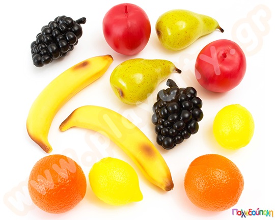 Παιδικό παιχνίδι, σετ ποικιλία 12 πλαστικών φρούτων σε φυσικό μέγεθος.