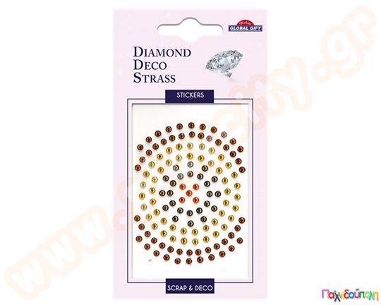 Αυτοκόλλητα  χρωματιστά διαμαντένια στρασάκια 4 χιλιοστών σε κάρτα, ιδανικά για διακόσμηση και χειροτεχνίες.
