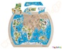 Παιδικό ξύλινο παζλ που απεικονίζει το χάρτη του κόσμου με ζωάκια σε πλαίσιο, 21 τεμαχίων.