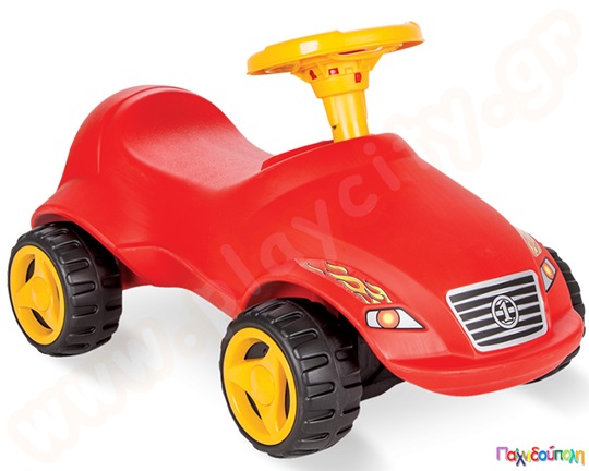 Παιδικό ποδοκίνητο όχημα Fast Car, σε μπλε και κόκκινο χρώμα, με κόρνα και στρόγγυλο τιμόνι.