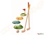 Παιδικό ξύλινο σετ Mini Golf από την Plan Toys με 2 μπαστούνια, 2 μπάλες, 3 πίστες και μια τρύπα.