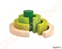 Κυκλικά ξύλινα τουβλάκια σε σετ 9 τεμαχίων, άχρωμα και σε αποχρώσεις του πράσινου, από την Plan Toys.