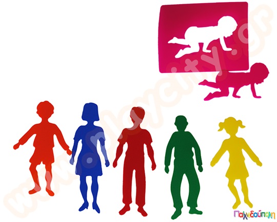 Στένσιλ 6 τεμαχίων με μοτίβα, με διάφορες φιγούρες ανθρώπων, ιδανικά για παιδικές χειροτεχνίες.
