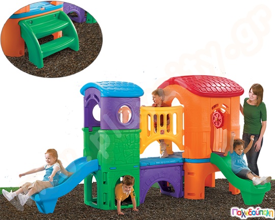 Πλαστικό Σύστημα Παιδικής Χαράς Clubhouse Brights της εταιρείας Step2, παιχνίδι εξωτερικού χώρου με έντονα χρώματα.
