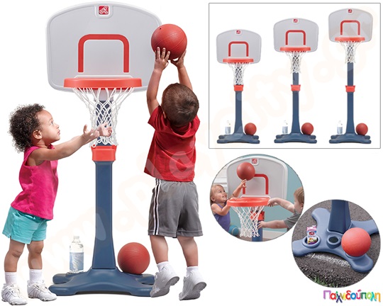 Παιδική μπασκέτα, με ρυθμιζόμενο ύψος, της Step2. Περιέχει και μπάλα μπάσκετ.