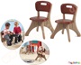 Πλαστικές παιδικές καρέκλες της Step2 σε ουδέτερο, καφέ μπεζ χρώμα, κατάλληλες για εσωτερικό αλλά και εξωτερικό χώρο.